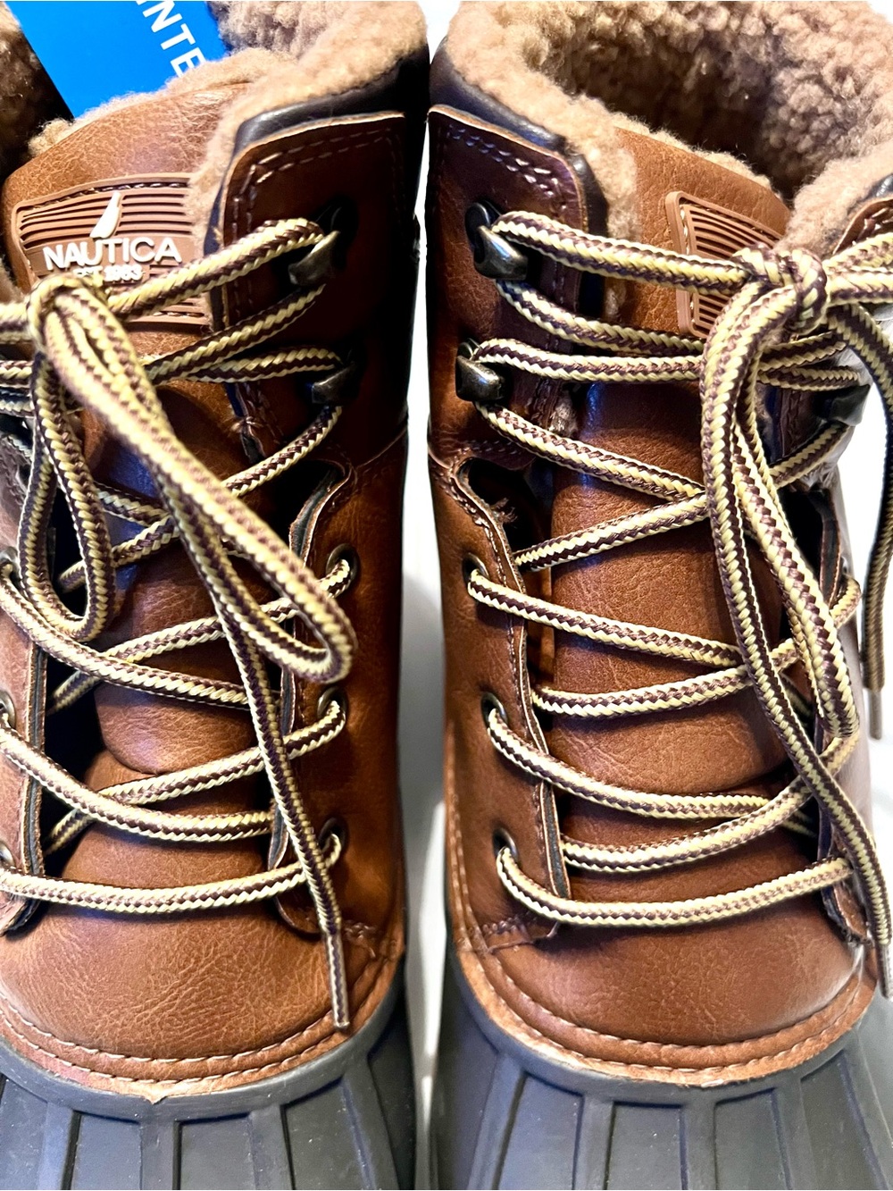Nautica Men’s Brown Leather Water Resistant Lace Up Duck Boots-Size 11 - Picture 5 of 10